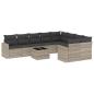 Preview: 10-tlg. Garten-Sofagarnitur mit Kissen Hellgrau Poly Rattan
