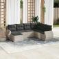 Preview: ARDEBO.de - 7-tlg. Garten-Sofagarnitur mit Kissen Hellgrau Poly Rattan