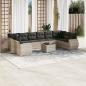 Preview: ARDEBO.de - 11-tlg. Garten-Sofagarnitur mit Kissen Hellgrau Poly Rattan