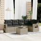 Preview: ARDEBO.de - 6-tlg. Garten-Sofagarnitur mit Kissen Hellgrau Poly Rattan