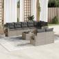 Preview: ARDEBO.de - 9-tlg. Garten-Sofagarnitur mit Kissen Hellgrau Poly Rattan