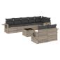 Preview: 9-tlg. Garten-Sofagarnitur mit Kissen Hellgrau Poly Rattan
