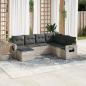 Preview: ARDEBO.de - 7-tlg. Garten-Sofagarnitur mit Kissen Hellgrau Poly Rattan