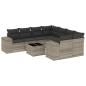 Preview: 9-tlg. Garten-Sofagarnitur mit Kissen Hellgrau Poly Rattan