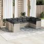 Preview: ARDEBO.de - 9-tlg. Garten-Sofagarnitur mit Kissen Hellgrau Poly Rattan
