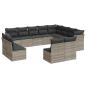 Preview: 12-tlg. Garten-Sofagarnitur mit Kissen Hellgrau Poly Rattan
