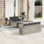 Preview: ARDEBO.de - 6-tlg. Garten-Sofagarnitur mit Kissen Hellgrau Poly Rattan