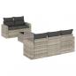 Preview: 6-tlg. Garten-Sofagarnitur mit Kissen Hellgrau Poly Rattan