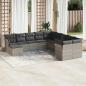 Preview: ARDEBO.de - 11-tlg. Garten-Sofagarnitur mit Kissen Hellgrau Poly Rattan