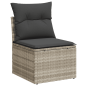 Preview: 7-tlg. Garten-Sofagarnitur mit Kissen Hellgrau Poly Rattan