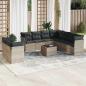 Preview: ARDEBO.de - 10-tlg. Garten-Sofagarnitur mit Kissen Hellgrau Poly Rattan