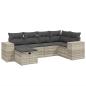 Preview: 6-tlg. Garten-Sofagarnitur mit Kissen Hellgrau Poly Rattan