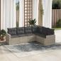 Preview: ARDEBO.de - 6-tlg. Garten-Sofagarnitur mit Kissen Hellgrau Poly Rattan