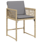 Preview: 7-tlg. Garten-Essgruppe mit Kissen Beigemischung Poly Rattan