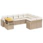 Preview: 10-tlg. Garten-Sofagarnitur mit Kissen Beige Poly Rattan