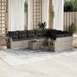 Preview: ARDEBO.de - 10-tlg. Garten-Sofagarnitur mit Kissen Hellgrau Poly Rattan
