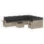 Preview: 10-tlg. Garten-Sofagarnitur mit Kissen Hellgrau Poly Rattan