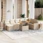 Preview: ARDEBO.de - 9-tlg. Garten-Sofagarnitur mit Kissen Beige Poly Rattan
