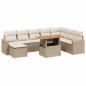 Preview: 9-tlg. Garten-Sofagarnitur mit Kissen Beige Poly Rattan