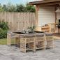 Preview: ARDEBO.de - 7-tlg. Garten-Essgruppe mit Kissen Beigemischung Poly Rattan