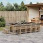 Preview: ARDEBO.de - 15-tlg. Garten-Essgruppe mit Kissen Beigemischung Poly Rattan