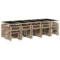 Preview: 15-tlg. Garten-Essgruppe mit Kissen Beigemischung Poly Rattan