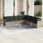 Preview: ARDEBO.de - 9-tlg. Garten-Sofagarnitur mit Kissen Hellgrau Poly Rattan