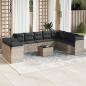 Preview: ARDEBO.de - 11-tlg. Garten-Sofagarnitur mit Kissen Hellgrau Poly Rattan