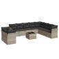 Preview: 11-tlg. Garten-Sofagarnitur mit Kissen Hellgrau Poly Rattan