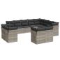 Preview: 12-tlg. Garten-Sofagarnitur mit Kissen Hellgrau Poly Rattan