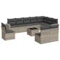 Preview: 11-tlg. Garten-Sofagarnitur mit Kissen Hellgrau Poly Rattan
