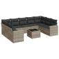 Preview: 10-tlg. Garten-Sofagarnitur mit Kissen Hellgrau Poly Rattan