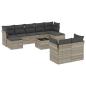 Preview: 10-tlg. Garten-Sofagarnitur mit Kissen Hellgrau Poly Rattan