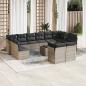 Preview: ARDEBO.de - 13-tlg. Garten-Sofagarnitur mit Kissen Hellgrau Poly Rattan