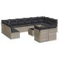 Preview: 13-tlg. Garten-Sofagarnitur mit Kissen Hellgrau Poly Rattan