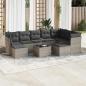 Preview: ARDEBO.de - 10-tlg. Garten-Sofagarnitur mit Kissen Hellgrau Poly Rattan