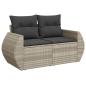 Preview: 11-tlg. Garten-Sofagarnitur mit Kissen Hellgrau Poly Rattan