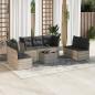 Preview: ARDEBO.de - 8-tlg. Garten-Sofagarnitur mit Kissen Hellgrau Poly Rattan