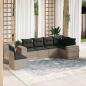 Preview: ARDEBO.de - 6-tlg. Garten-Sofagarnitur mit Kissen Hellgrau Poly Rattan