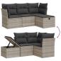 Preview: 4-tlg. Garten-Sofagarnitur mit Kissen Hellgrau Poly Rattan