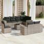 Preview: ARDEBO.de - 9-tlg. Garten-Sofagarnitur mit Kissen Hellgrau Poly Rattan