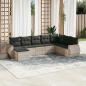 Preview: ARDEBO.de - 8-tlg. Garten-Sofagarnitur mit Kissen Hellgrau Poly Rattan