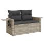 Preview: 11-tlg. Garten-Sofagarnitur mit Kissen Hellgrau Poly Rattan