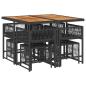 Preview: 9-tlg. Garten-Essgruppe mit Kissen Schwarz Poly Rattan