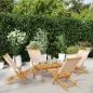 Preview: ARDEBO.de - Gartenstühle 4 Stk. Klappbar Beige Stoff und Massivholz