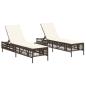 Preview: Sonnenliegen 2 Stk. mit Tisch Braun Poly Rattan