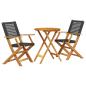 Preview: 3-tlg. Bistro-Set Schwarz Poly Rattan und Massivholz