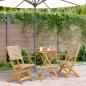 Preview: ARDEBO.de - 3-tlg. Bistro-Set Beige Poly Rattan und Massivholz