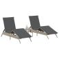 Preview: Sonnenliegen mit Auflagen 2 Stk. Hellgrau Poly Rattan