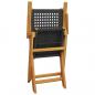 Preview: 3-tlg. Bistro-Set Schwarz Poly Rattan und Massivholz